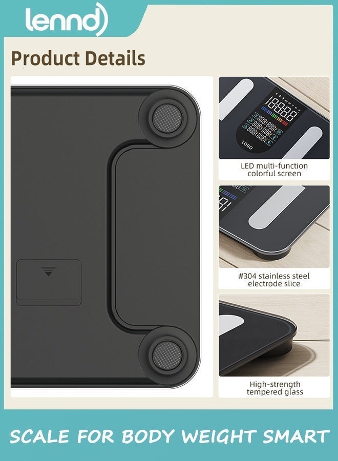 لينند ميزان ذكي لتتبع اللياقة البدنية، مزود بتقنية بلوتوث لتحليل الوزن و25 قياسًا، مع خاصية قياس معدل ضربات القلب، ومحلل صحي مع تطبيق، باللون الأزرق الداكن. - Image 5